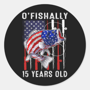 Kinderen O'fishally 15 jaar verjaardag 15e verjaar Ronde Sticker