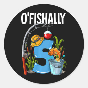 Kinderen O'fishally 5 Jaar Oud 5e Verjaardag Visse Ronde Sticker