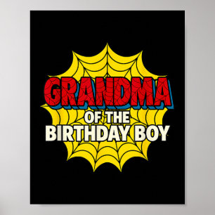 Kinderen oma van de verjaardagsjongen spin thema d poster
