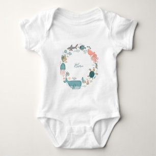 Kinderen onder de zee Persoonlijke naam Aquarel Romper