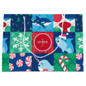 Kinderen onder het Zee kerstpatchwork Groot Cadeauzakje (Voorkant)