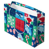 Kinderen onder het Zee kerstpatchwork Groot Cadeauzakje (Achterkant Gekanteld)