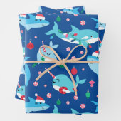 Kinderen onder het Zee kerstpatchwork Inpakpapier Vel (In situ)