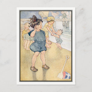 kinderen op de strand van Ruth Mary Hallock Briefkaart