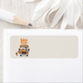 Kinderen op een schoolbus etiket (Insitu)