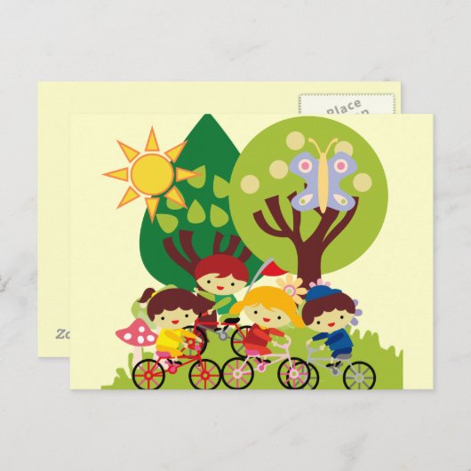 Kinderen op fietsen briefkaart (Voorkant / Achterkant)