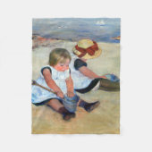 Kinderen op het strand, Cassatt Fleece Deken (Voorkant)