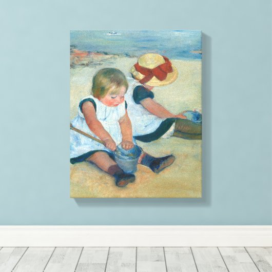 Kinderen op het strand | Mary Cassatt Canvas Afdruk (Insitu (Houten vloer))