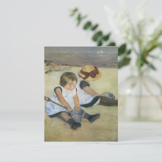 Kinderen op het strand van Cassatt, verjaardag Kaart (Staand voorkant)