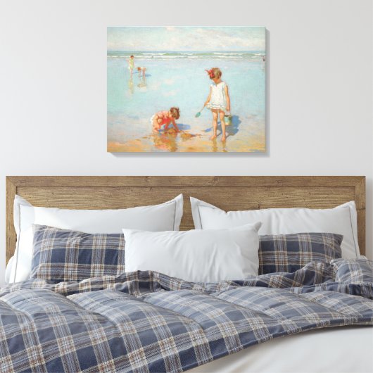 Kinderen op het Zee (Summer Beach Scene) Canvas Afdruk (Insitu (Slaapkamer))