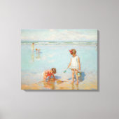 Kinderen op het Zee (Summer Beach Scene) Canvas Afdruk (Voorkant)