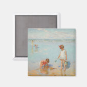 Kinderen op het Zee (Summer Beach Scene) Magneet (Voorkant / Achterkant)