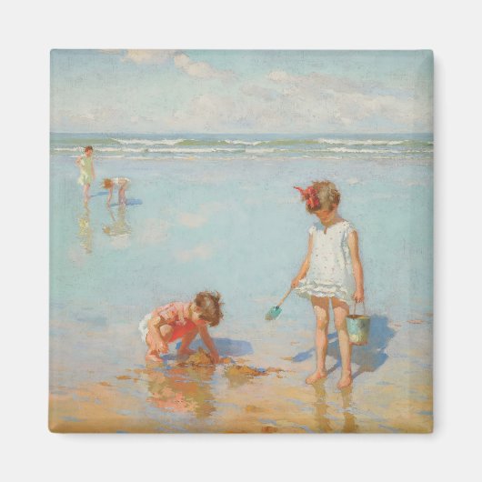Kinderen op het Zee (Summer Beach Scene) Magneet (Voorkant)