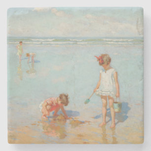 Kinderen op het Zee (Summer Beach Scene) Stenen Onderzetter