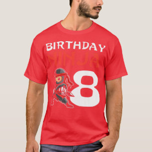 Kinderen op jaardag Ninja 8 jaar oud Zevende verja T-shirt