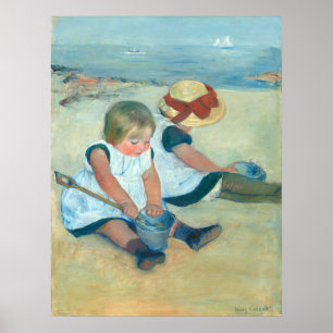 Kinderen op strand - Mary Cassatt Fine Art Poster