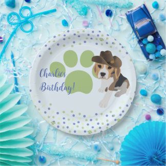 Kinderen op zaterdag Puppy Dog Pet Groene Pawprint Papieren Bordje
