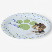 Kinderen op zaterdag Puppy Dog Pet Groene Pawprint Papieren Bordje (Gekanteld)