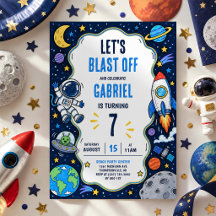 Kinderen Outer Space Verjaardag Astronaut Raket Fe