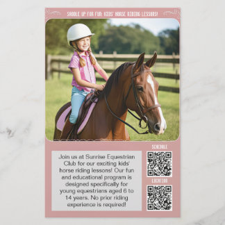 Kinderen Paardrijden Lesson Flyer met QR Codes