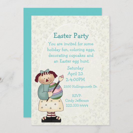 Kinderen Paasfeest uitnodiging (Voorkant / Achterkant)