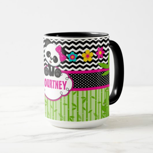 Kinderen Panda Beer Monogram Persoonlijke naam Mok (Voorkant rechts)