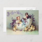 Kinderen Pasen Chick Ei Violets Feestdagenkaart (Voorkant / Achterkant)