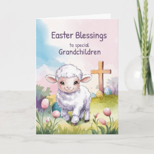 Kinderen Pasen Zegeningen Christelijk Lam Kruis Kaart