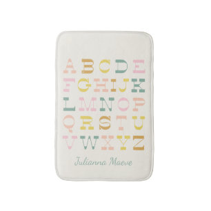 Kinderen Pastel Alfabet Art gepersonaliseerd Badmat