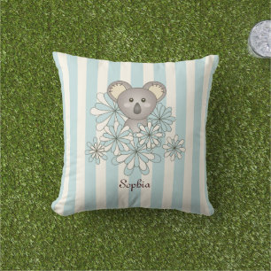 Kinderen Pastel Blue Stripes Cute Baby Koala Buitenkussen