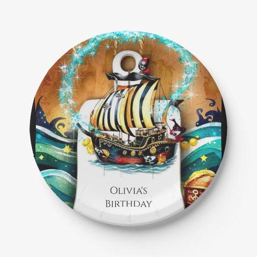 Kinderen Pastel Ship Adventure Pirate Verjaardag Papieren Bordje