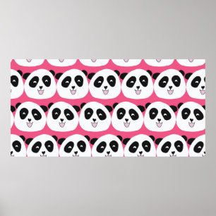 Kinderen patroon Panda beer naadloos vintage herha Poster