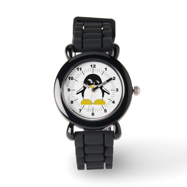 Kinderen Penguin Silver Glitter Strap Horloge (Voorkant)