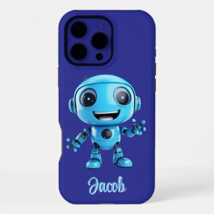 Kinderen Personaliseer Blauwe Robot iPhone 16 Pro Max Hoesje
