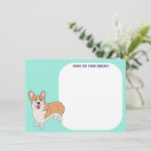 Kinderen Plat Paneel Corgi Dank Je Bedankkaart (Staand voorkant)