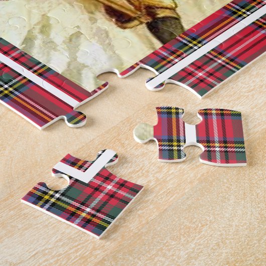 Kinderen Plezier Sledding  Winter Scene Plaid Legpuzzel (Zijkant)