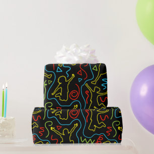 Kinderen Plezier Sprong Spelen Overzicht Neon Zwar Cadeaupapier