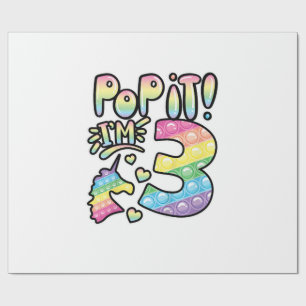 Kinderen Pop It 3e verjaardag Meisjes 3 jaar oud F Cadeaupapier