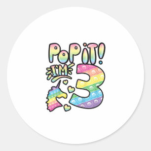 Kinderen Pop It 3e verjaardag Meisjes 3 jaar oud F Ronde Sticker