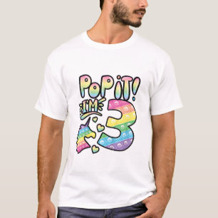 Kinderen Pop It 3e verjaardag Meisjes 3 jaar oud F T-shirt