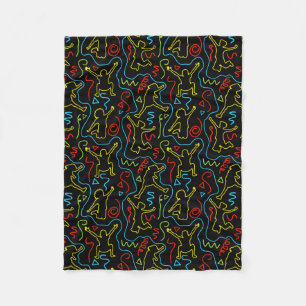 Kinderen Pret Sprong Speel Overzicht Neon Zwart Pa Fleece Deken