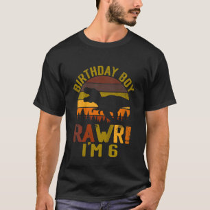 Kinderen Rawr Ik ben 6 6de verjaardag Jongen Dinos T-shirt