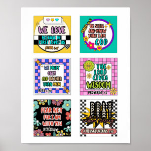 Kinderen retro schattige bijbeltekst poster