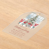 Kinderen rond de kerstboom acryl uitnodigingen (Laagn)