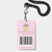 Kinderen Roze UFO Feestje Alien Onderzoeksbeveilig Badge (Achterkant met lanyard)