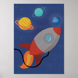 Kinderen Ruimteschip Raket Poster