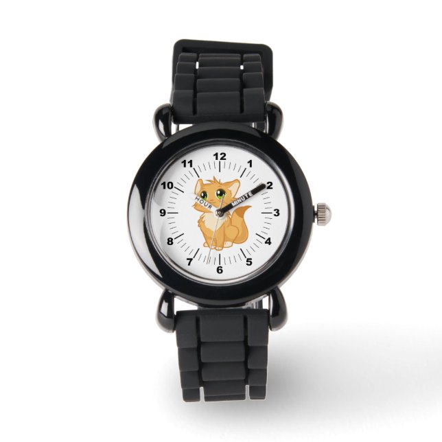 Kinderen Schattige Cat Silver Glitter Strap Horlog Horloge (Voorkant)