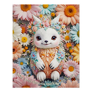 Kinderen Schattigee Fantasy Spring Vriend- Pastel Perfect Poster