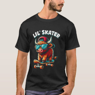 Kinderen Schotse Hooglandkoe op een Skateboard Ska T-shirt