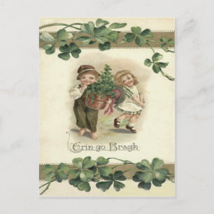 Kinderen Shamrock Erin Go Bragh Briefkaart